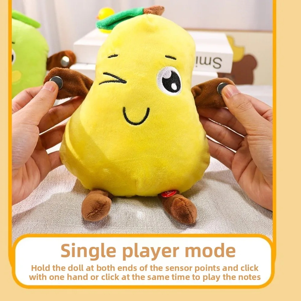 Giocattolo musicale interattivo Sensing Beat Giocattoli di peluche Frutta musicale Dooll Pera Peluche elettrico Peluche arancione