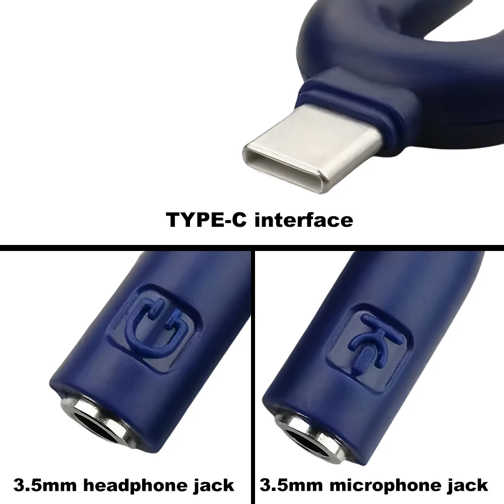 Type-c Headphone Mic Splitter Adapter U-shaped Type-c 1 To 2 Audio Splitter Adapter for Mobile Phone,Computer,Laptop,Speaker