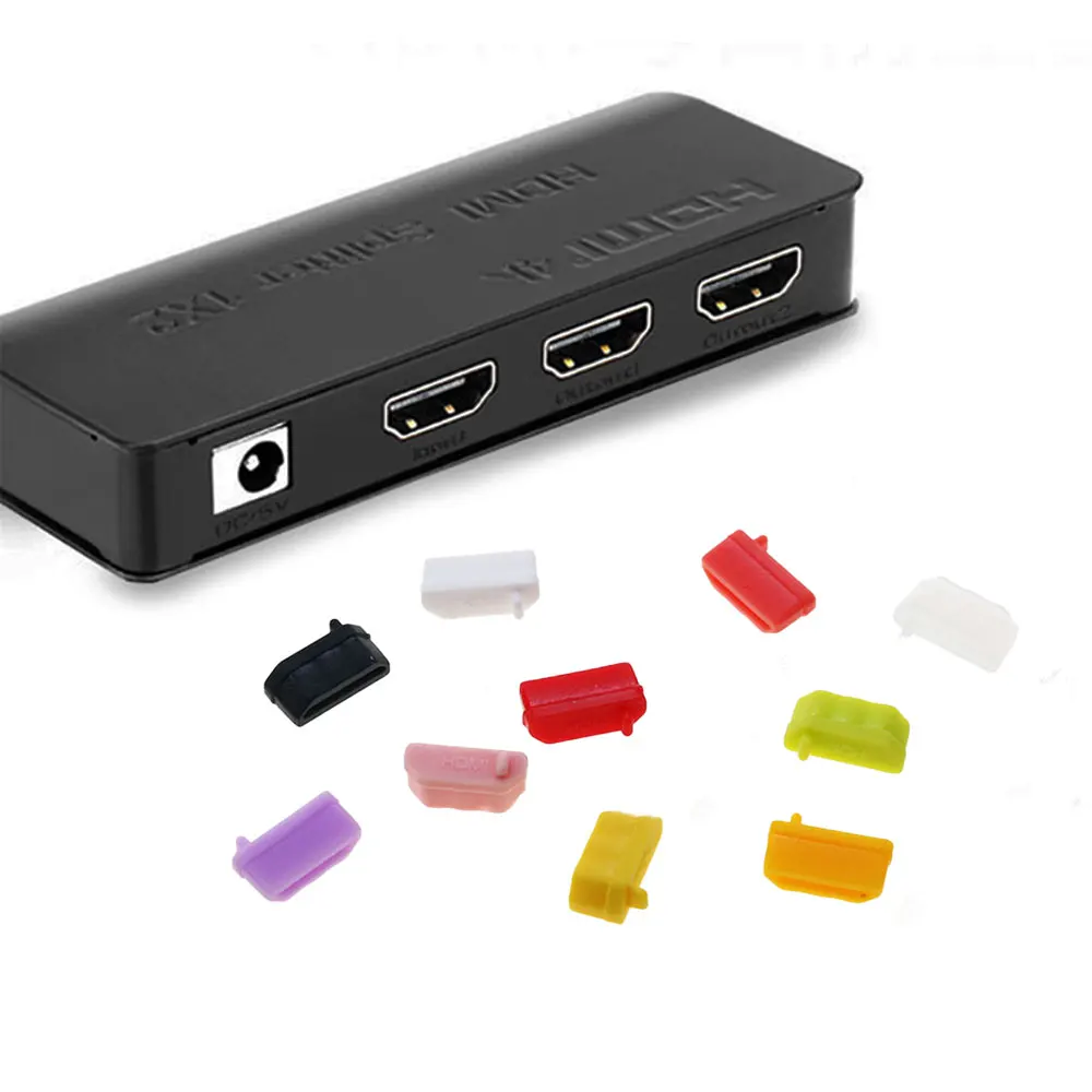 JCD  10PCS HDMI-compatible Female Protective Cover Silicone Dust Plug USB Port HDMI Interface Cover Computer Accessories