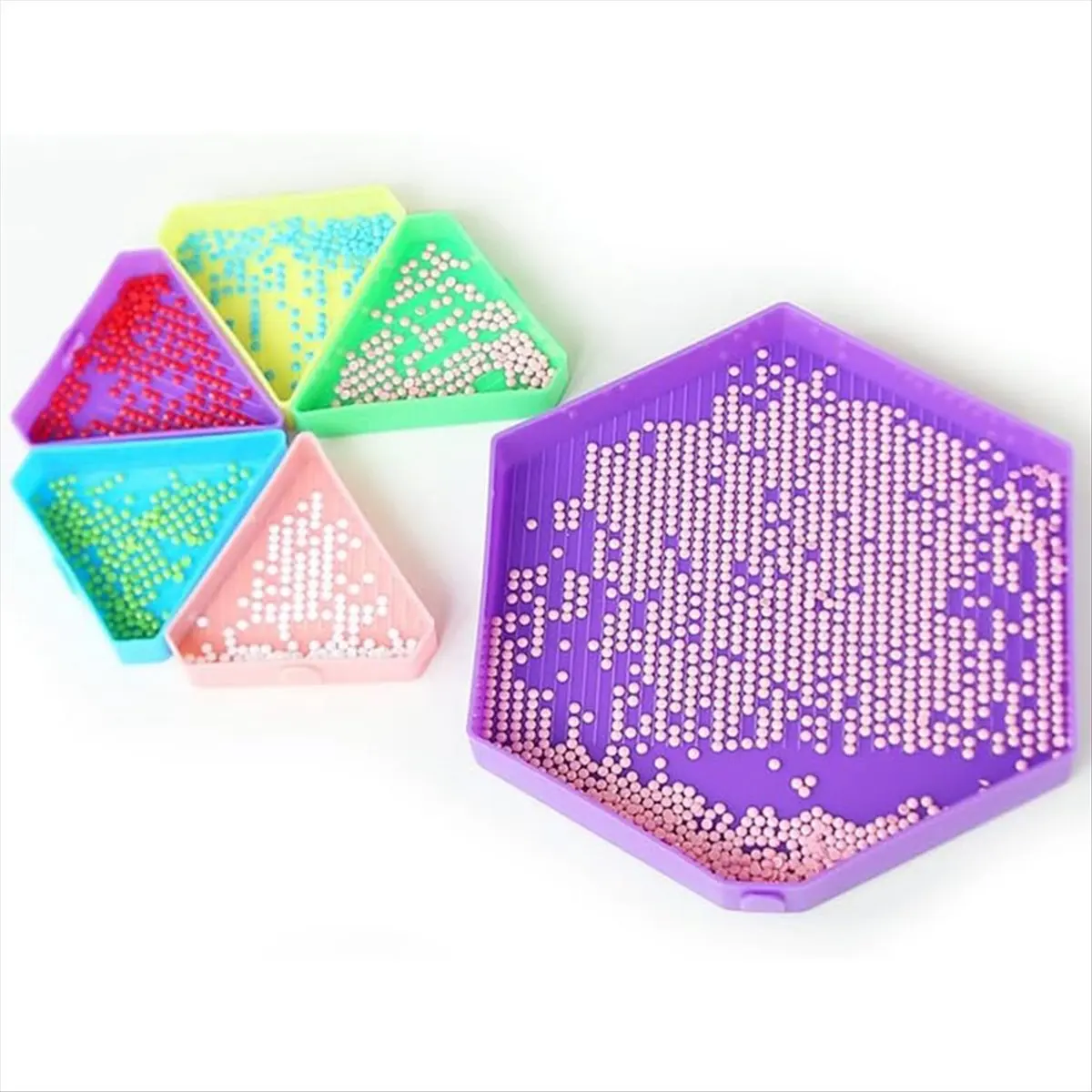 A78I  Art Painting Trays Organizer, Art Accessories Trays with Brush & Spoon, Rhinestone Tray Sorter
