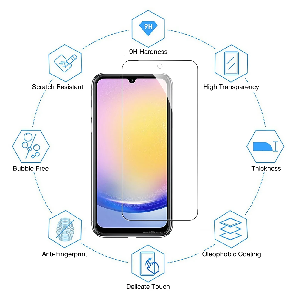 واقي شاشة عالي الدقة لهاتف سامسونج ، واقي شاشة من الزجاج المقسى لهاتف غالاكسي a25 ، a55 ، a35 ، 5g ، a14 ، 4g ، بوصة ، 3