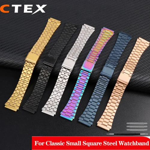 Imagen 1 del producto 18mm Fine Steel Watch Band For Casio Casio A158 A159 A168 A158W AQ-230 LA-680 B650 AEQ-110 Metal Bracelet Strap