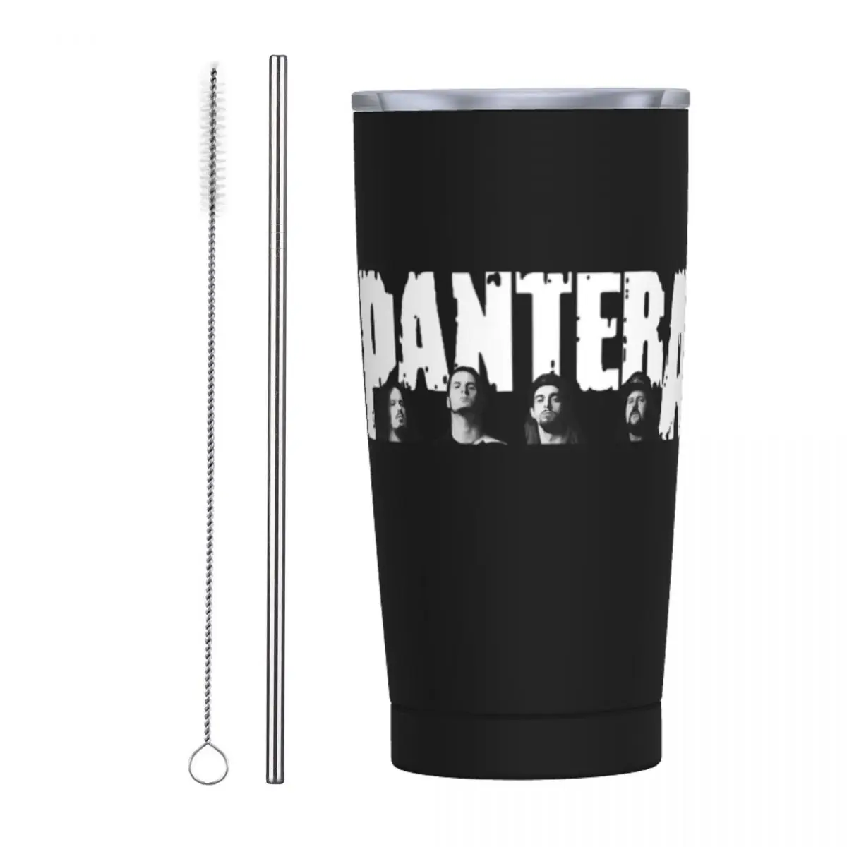 Vintage Pantera Heavy Metal Band Logo Insulated Tumbler with Straws Stainless Steel Coffee Mugs Office Thermos Bottle Cups 20oz