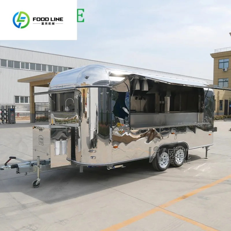 Gerobak Restoran Keliling Lengkap dengan Peralatan Stainless Steel, Kedai Kopi, Bar, Taco, Pizza, Truk Makanan, Dapur Lengkap