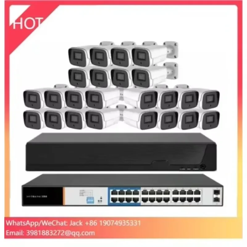 Kit NVR POE de 24 canales, 4K, 8MP, con 24 Uds., 8MP Bullet Xmeye, cámaras IP de Metal, cámara de red de seguridad CCTV POE de 8MP, grabadora de vídeo en red