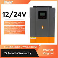 PowMr 12V 24V Hybrid Solar Inverter MPPT 80A Off Grid Solar Inverter Pure Sine Wave 220V 230V 1KW 1.5KW 3KW Max PV Power 2KW 3KW