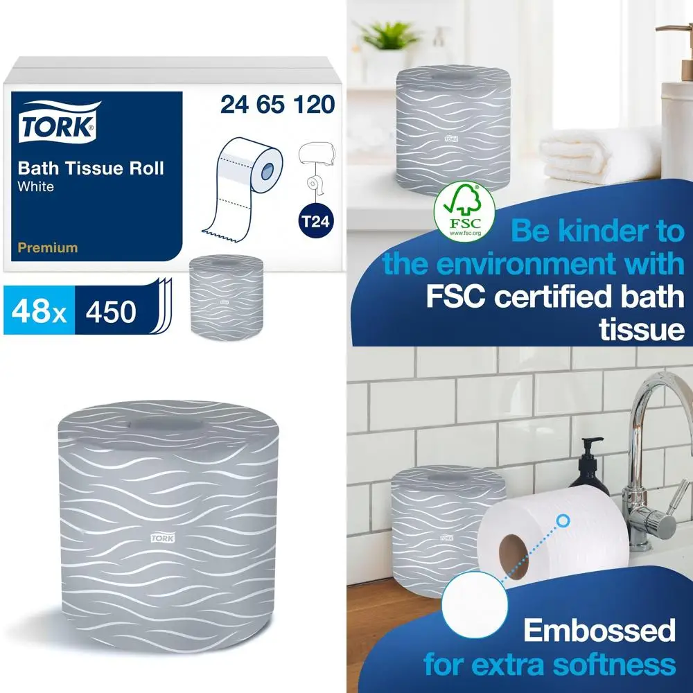 

Белая двухслойная комфортная туалетная бумага, 450 листов/рулон, 48 рулонов, код товара 2465120