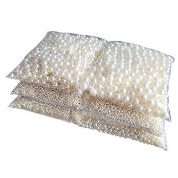 10-1000 teile/los 3-20mm Gerade Löcher Acryl Imitation Perle Beige Armband Runde Perlen Für DIY Handwerk schmuck Machen Liefert