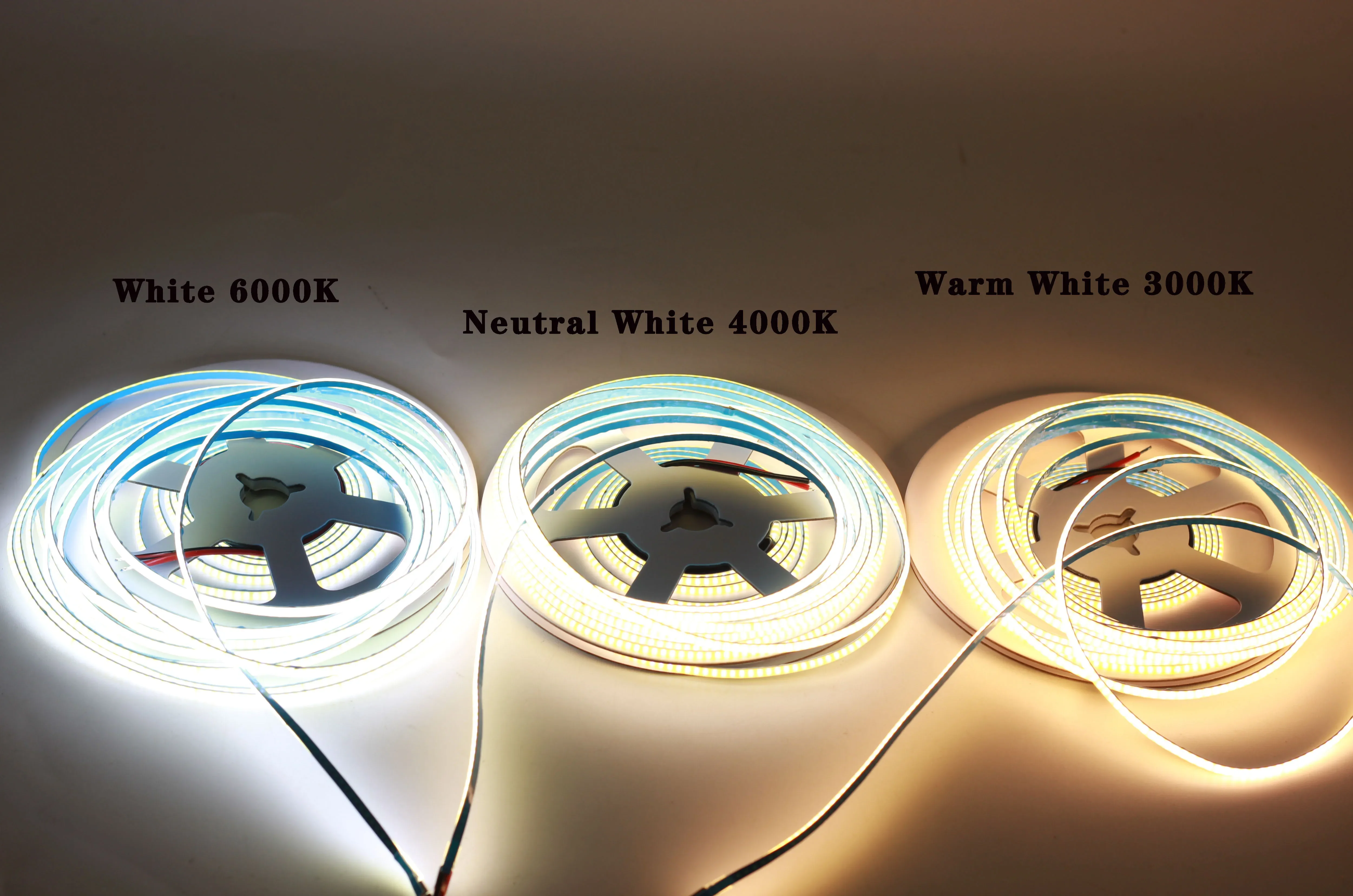 5V 12V 24V COB LED Strip Light 320 384 480 528LEDs/m 3mm 5mm 8mm 10mm High Density Flexible RA90 Warm Nature White Linear tape