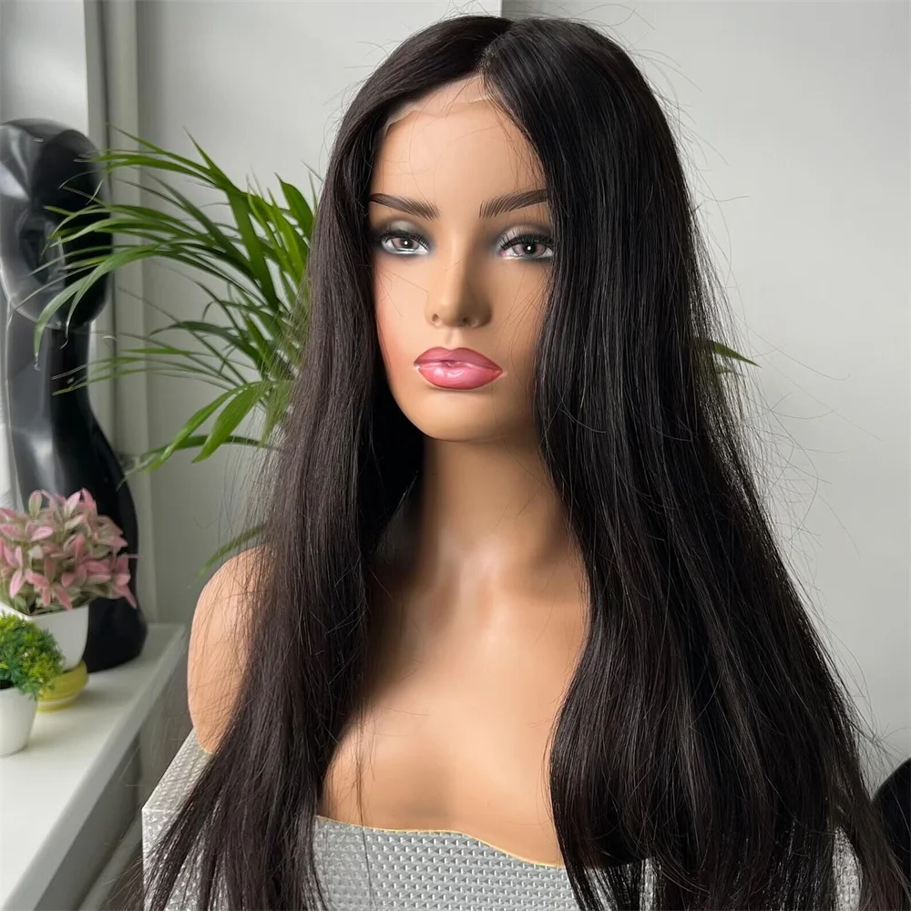 

Длинный бесклеевой парик из натуральных волос 26 дюймов, черный, плотность 200, шелковый, прямой, кружевной, 5x5, шелковая основа, парик из натуральных волос для женщин, предварительно выщипанные детские волосы
