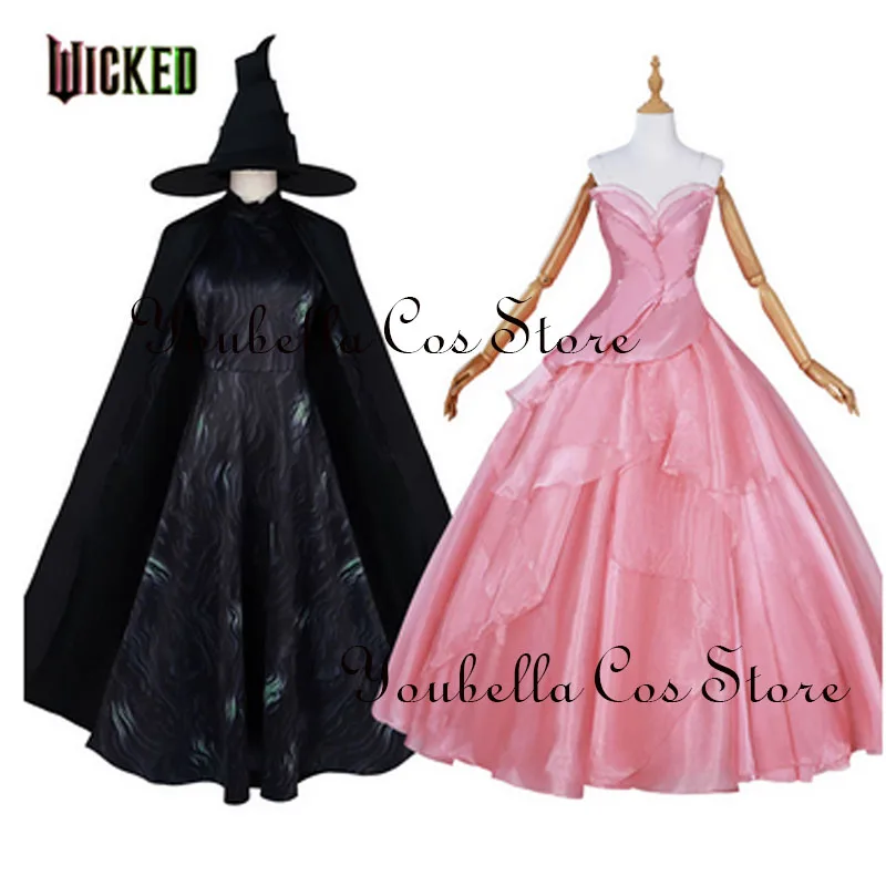 Wicked Glinda Elphaba Cosplay Costume Glinda Pink Princess Dress Witch Costume For Woman Girl  Halloween Party Cosplay Full Set