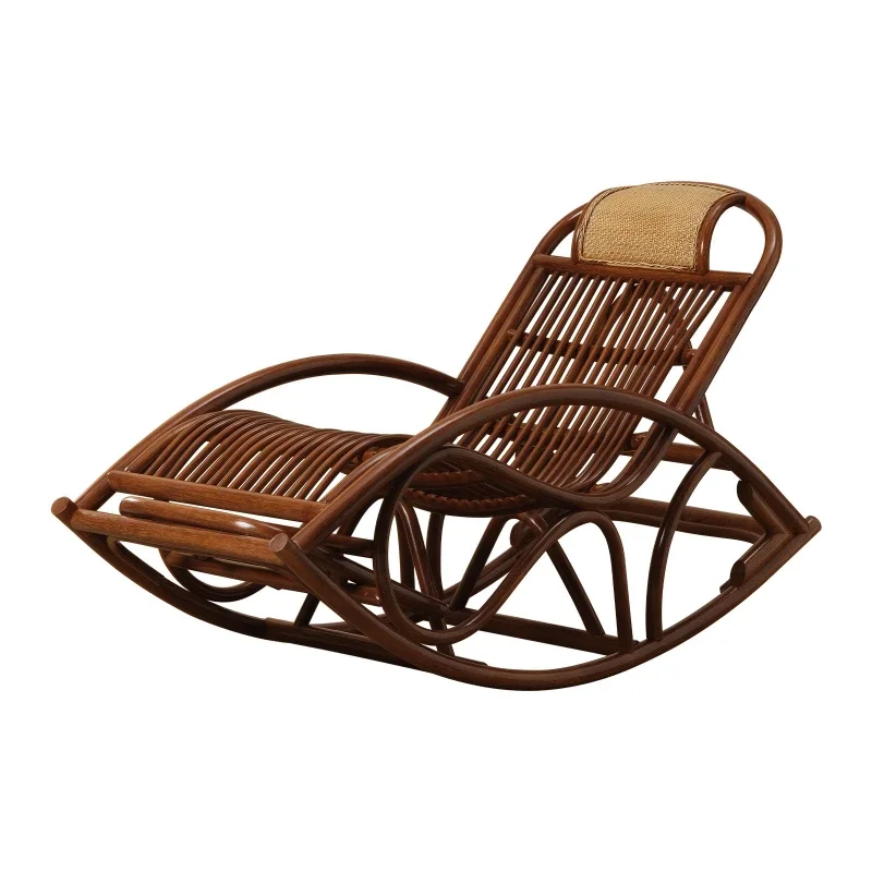 

Rocking lazy can sleep balcony leisure natural real rattan recliner household chair