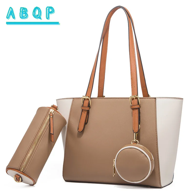 ABQP موضة جديدة حقيبة نسائية سعة كبيرة حقيبة يد نسائية ماركة فاخرة موضة 3 قطعة مجموعة حقيبة كتف نسائية جودة عالية