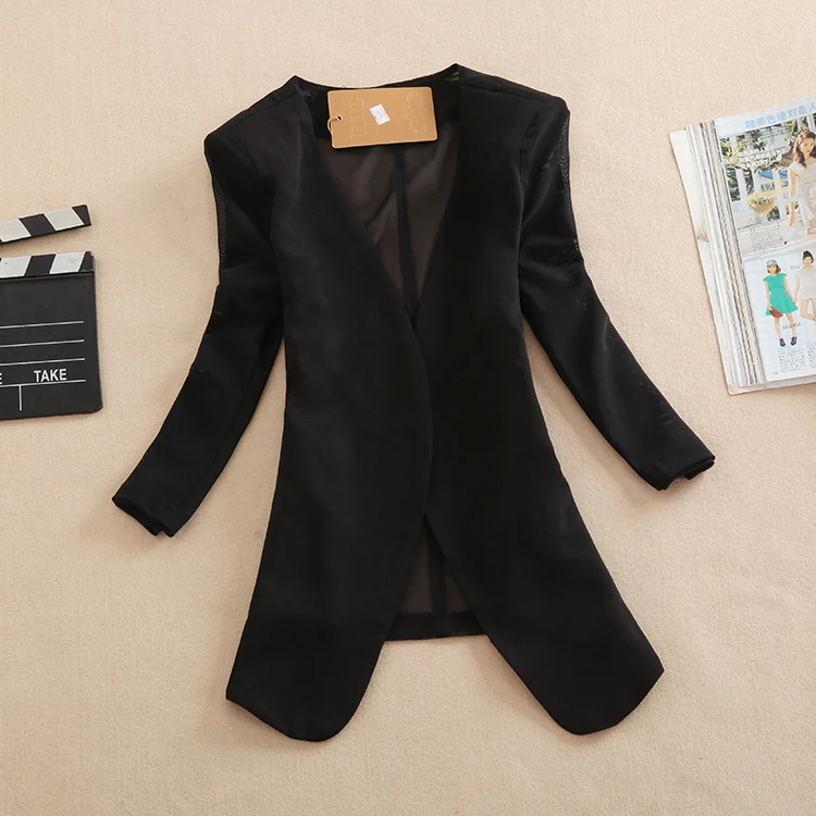 

Casual Sle Seven-Quarter Sve Me Suit Jaet Thin ort Length Open Cardigan Slim Fit Women's Spring Summer Faion