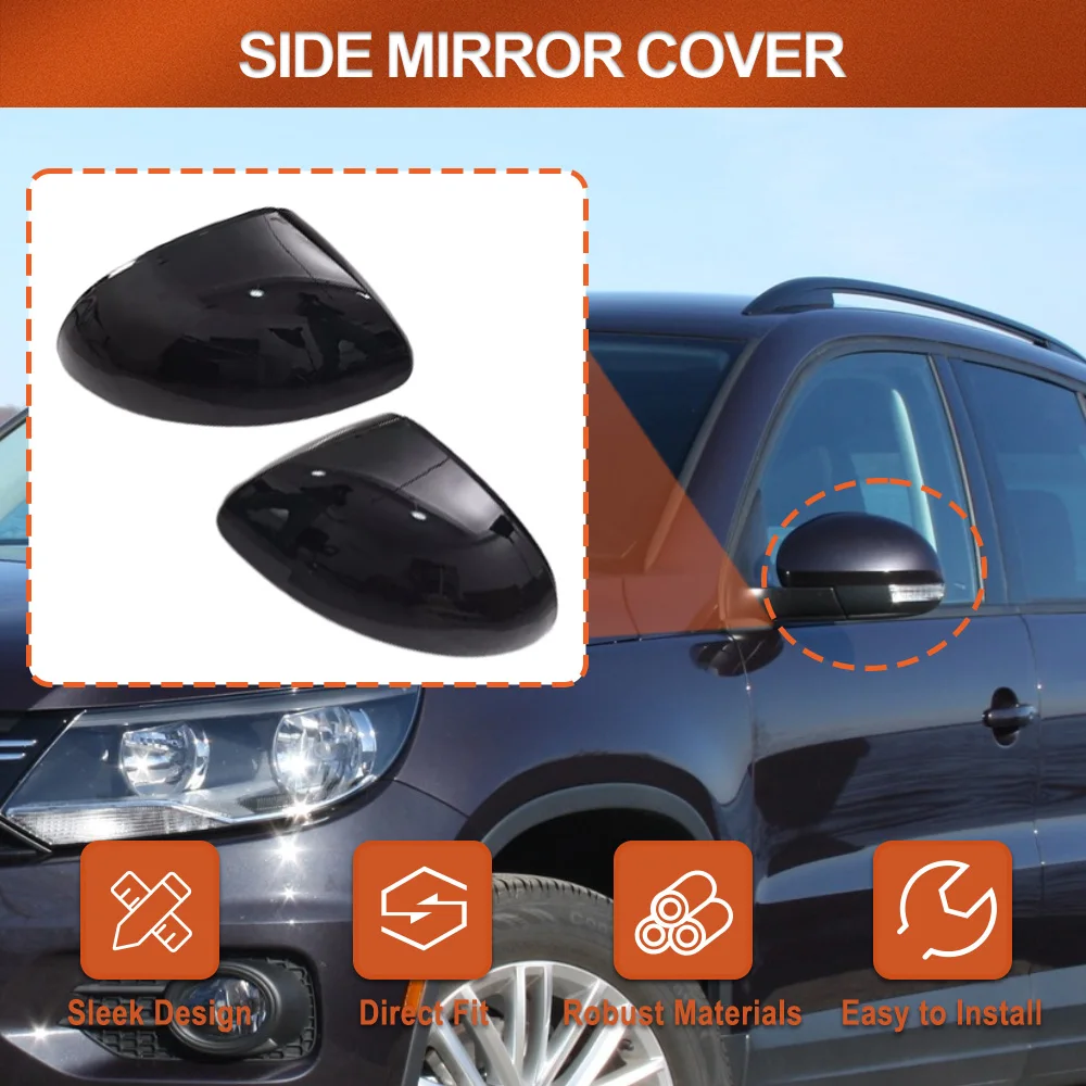 

2 шт., крышка зеркала заднего вида с боковым крылом двери автомобиля, глянцевая черная/белая крышка для Tiguan Sharan Skoda, Yet Seat Alhambra 5N0857537