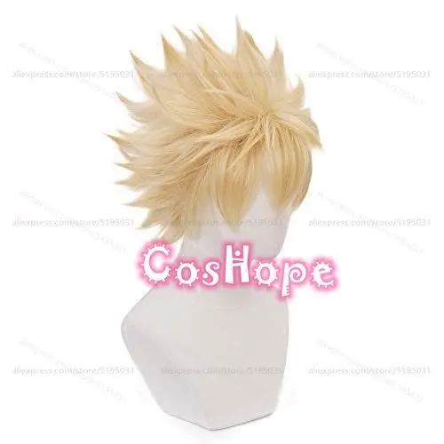 MHA Bakugou Katsuki Parrucca Cosplay Uomo Breve Soffice Luce Dorata Parrucca Cosplay Anime Parrucche Cosplay Parrucche Sintetiche Resistenti al Calore