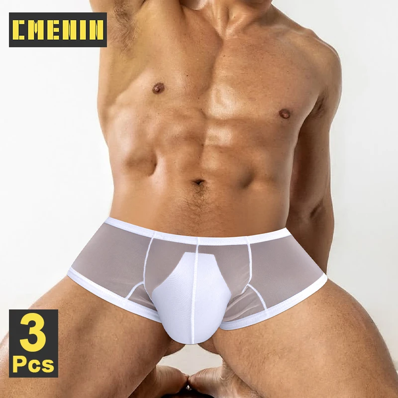 

CMENIN 3 шт. мужские боксеры ультратонкие прозрачные сексуальные мужские нижнее белье с большой промежностью мужские трусы дышащие мужские боксеры для геев