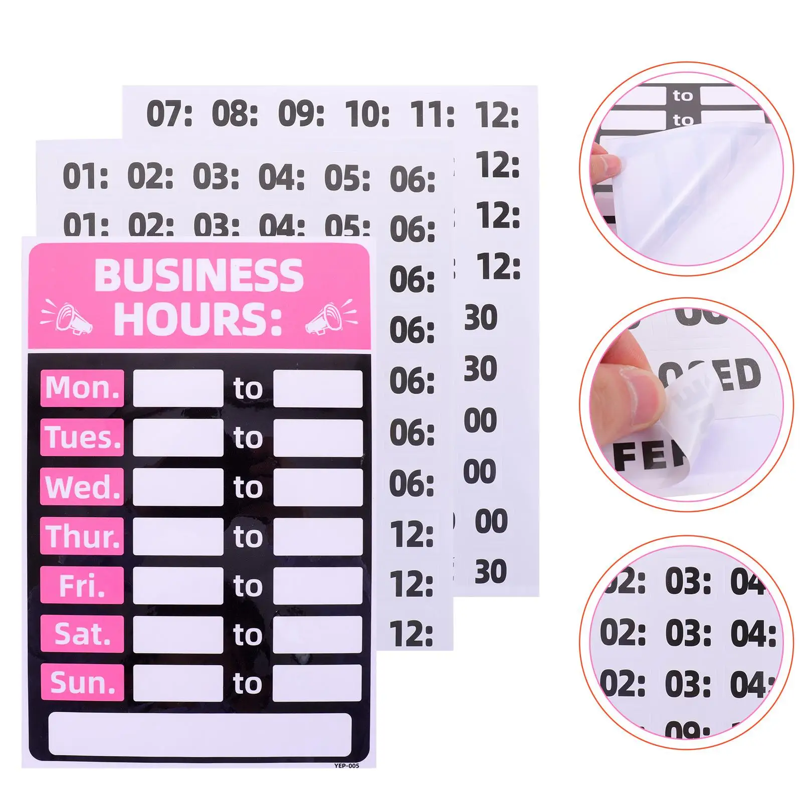 2Pcs Business Hours Signage PVC Stickers Changeable Writable Adhesive Signs for Store Bank Office Shop Cafe