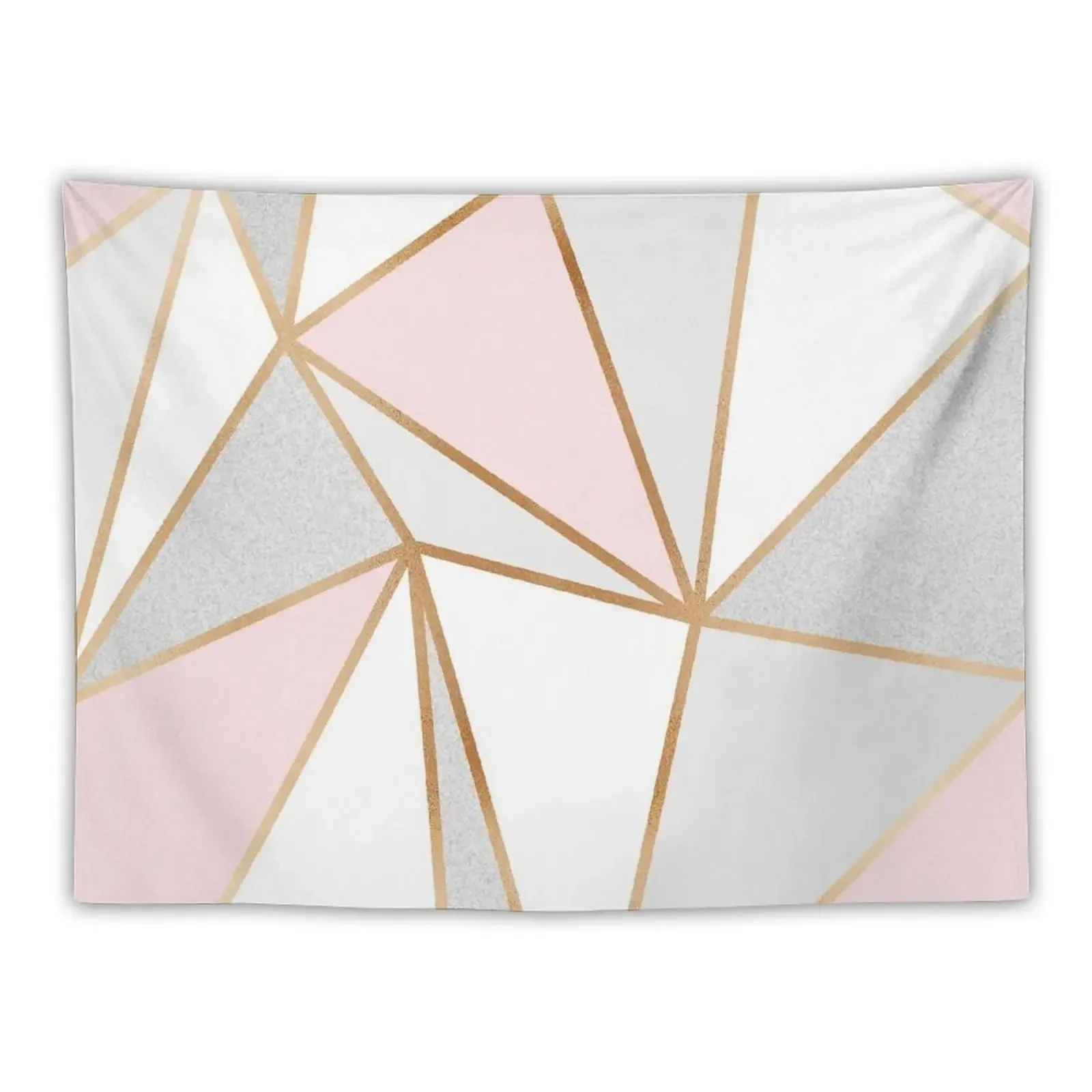 Pink, Grey & Gold Geo Tapestry Bedroom Organization And Decoration Hanging Wall Wall Carpet Tapestry