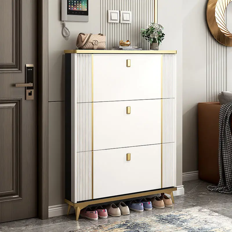 Light luxury ultra-thin tipping bucket shoe cabinet Large capacity entrance cabinet at home door Simple modern space-saving stor