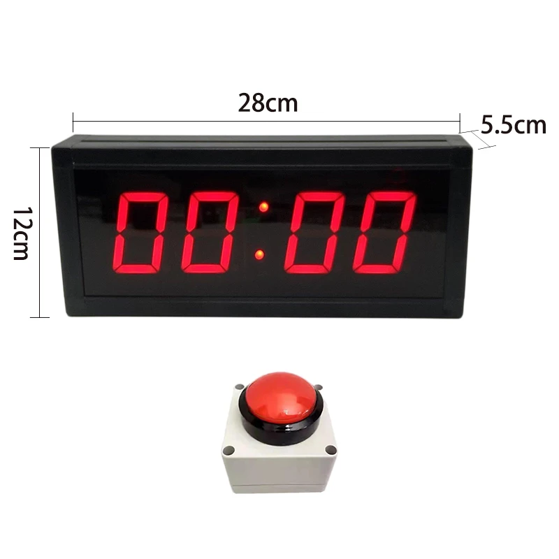 2.3-inch 4-digit Digital Timer for Sports,Meetings,Clocks,Single-sided Display, Plug-in Power Supply, Hand-pushed Button