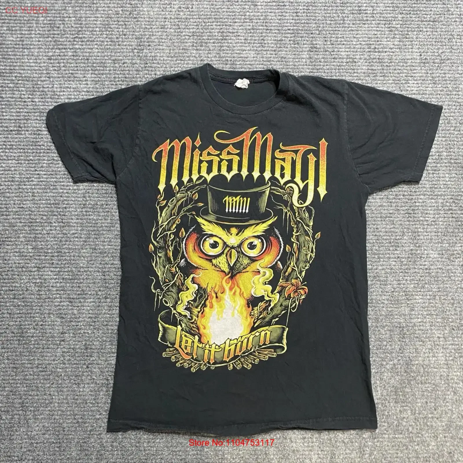 Miss May I T Shirt Mens Medium Owl Let It Burn Band Metalcore 2010s vintage Washed designer clothes Casual Soft Slightly