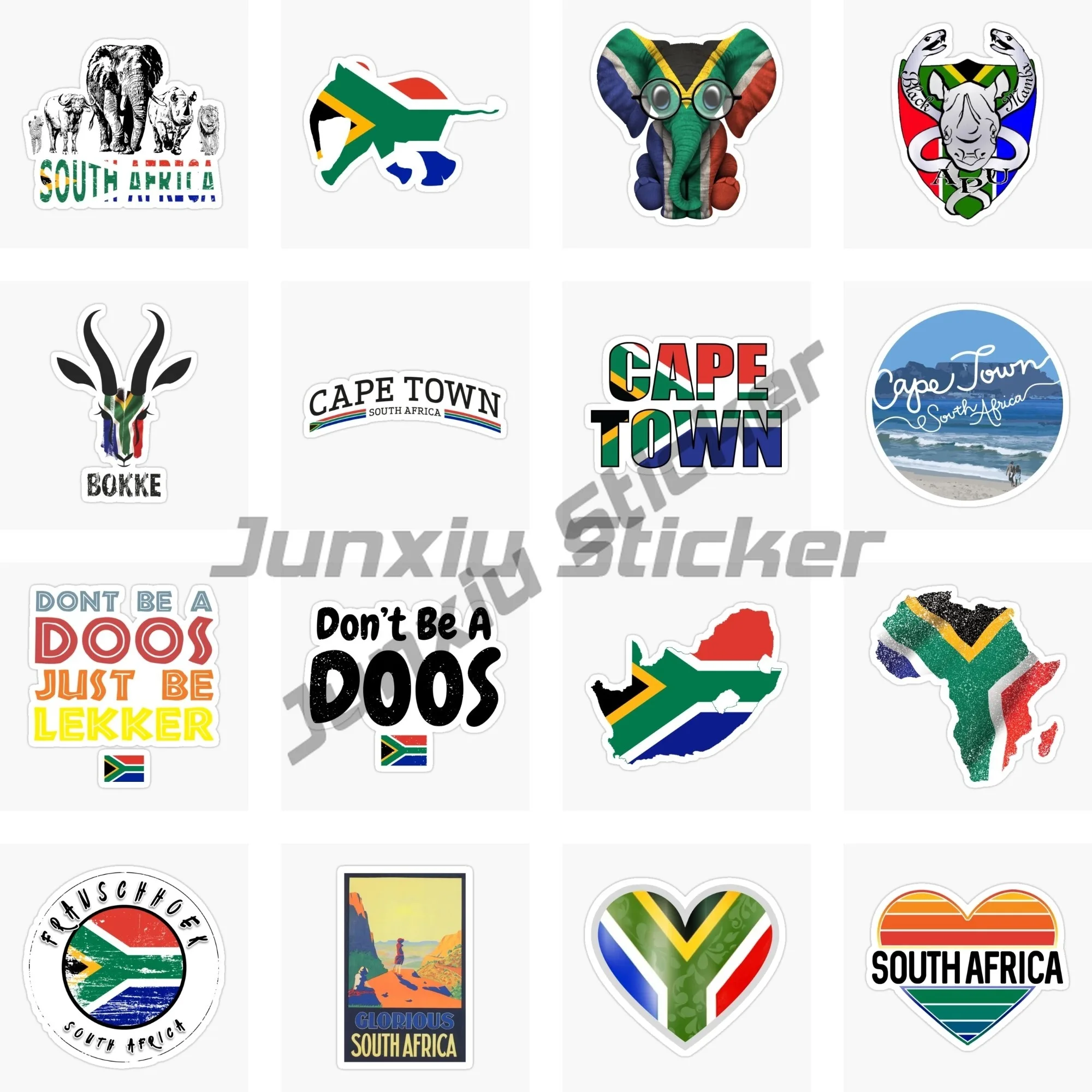 Creative South African ZA Antelope Flag Sticker for Motorcycle Van Bicycle Laptop Truck Wall Door Window Glass Camper PVC Decal