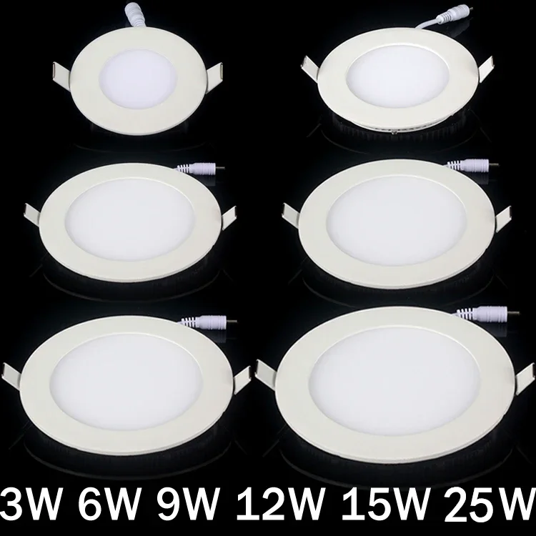 Dimmable Ultra thin 3W/4W/ 6W / 9W / 12W /15W/ 25W LED Ceiling Recessed Downlight / Slim Round Down Light 85V-265V + LED Driver image 3