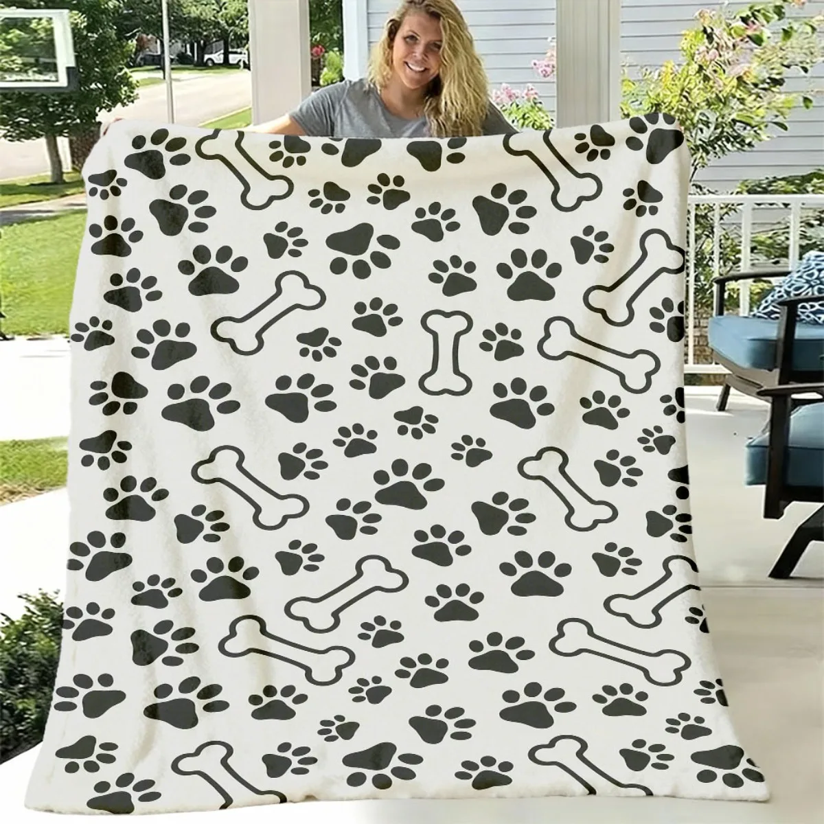 Cozy Dog Paw Print Throw Blanket for Pet Lovers Plush Fleece Comfort Decor Couch Gift Puppy Lover Keepsake Present