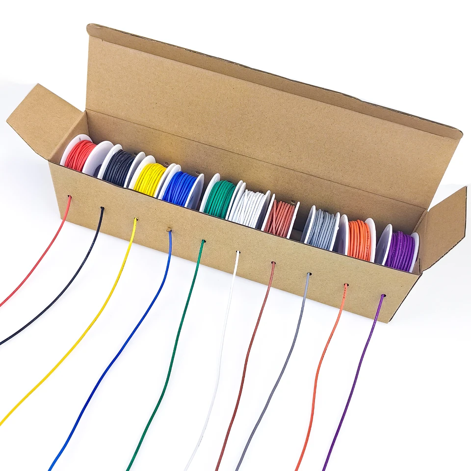 10 Farben Silikon-Elektrokabel – 16-30 AWG, Je 3 M, Verzinntes Kupfer, Flexibel, 300 V, -60 Bis 200 °C