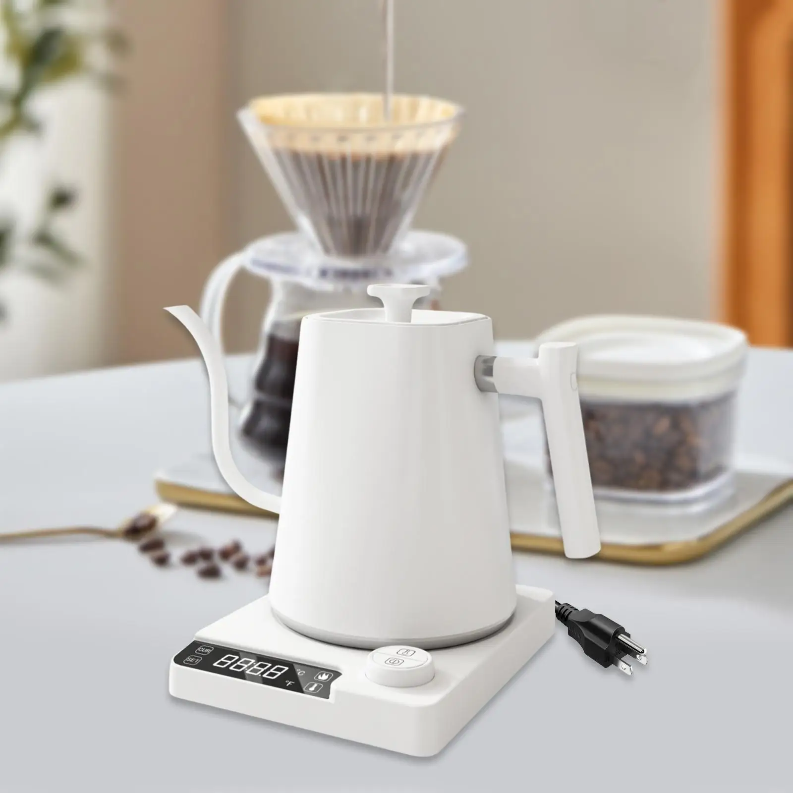 

Electric Gooseneck Kettle 0.9L Pour over Kettle for Office Tea House Kitchen