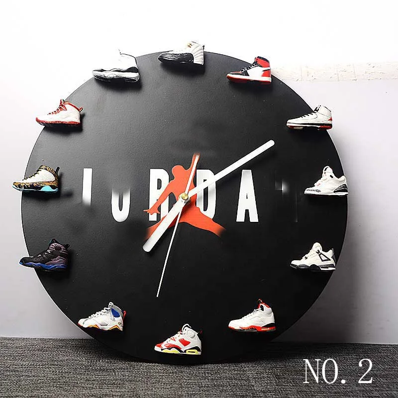 dropshipping free shipping sneaker shoe pvc 3D Mini Sneaker Bred Banned Sports shoe Sneaker shoe iron wall clock