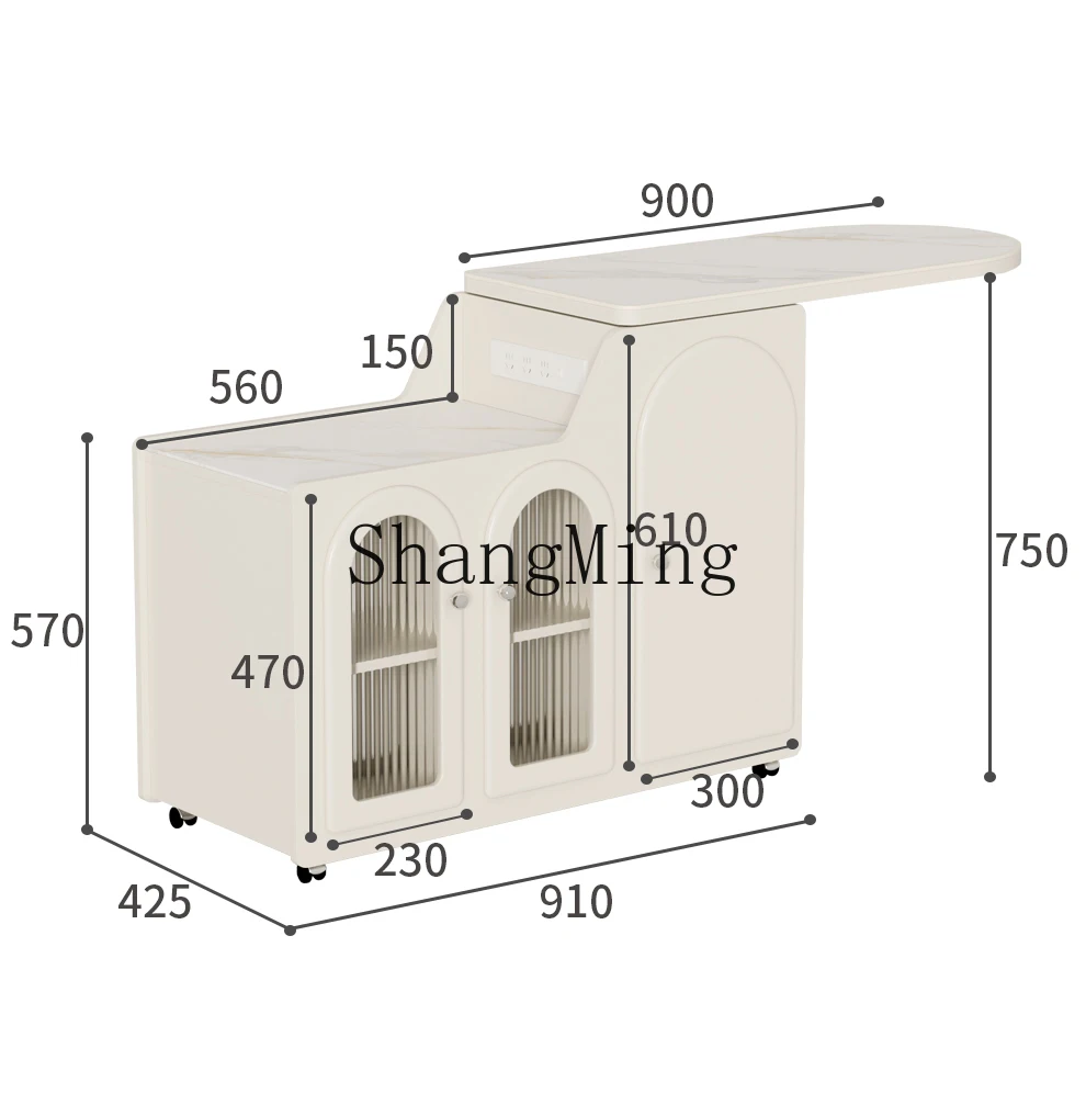 DHY tea cart cream style home removable office small tea table living room tea side cabinet