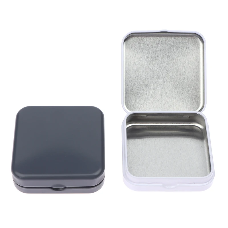 Mini Metal Tinplate Container Square Hinged Flip Storage Box Small Kit Case Jewelry Coin Candy Condom Organizer Portable Box