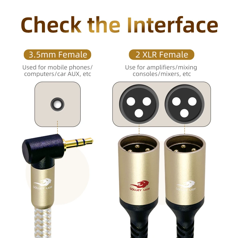 

Аудиокабель 3,5 мм TRS стерео (штекер) на два XLR (гнездо) для микшеров, колонок, усилителей - разветвитель Jack-XLR