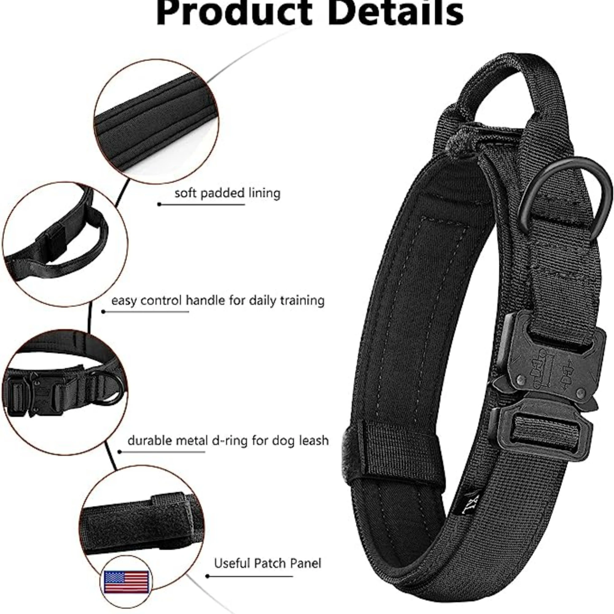 Dog collar nylon tactical collar pet outdoor large and medium-sized military dog training tactical dog strap