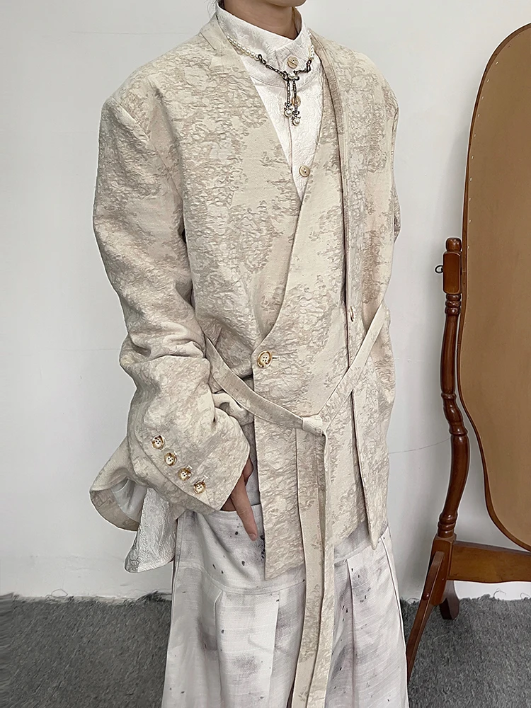 

Retro Chinese Wabi-Sabi Style Linen Embroidered Suit Jacket High-End Feeling Loose Fit Long Sleeve Casual Wear for Men And Women