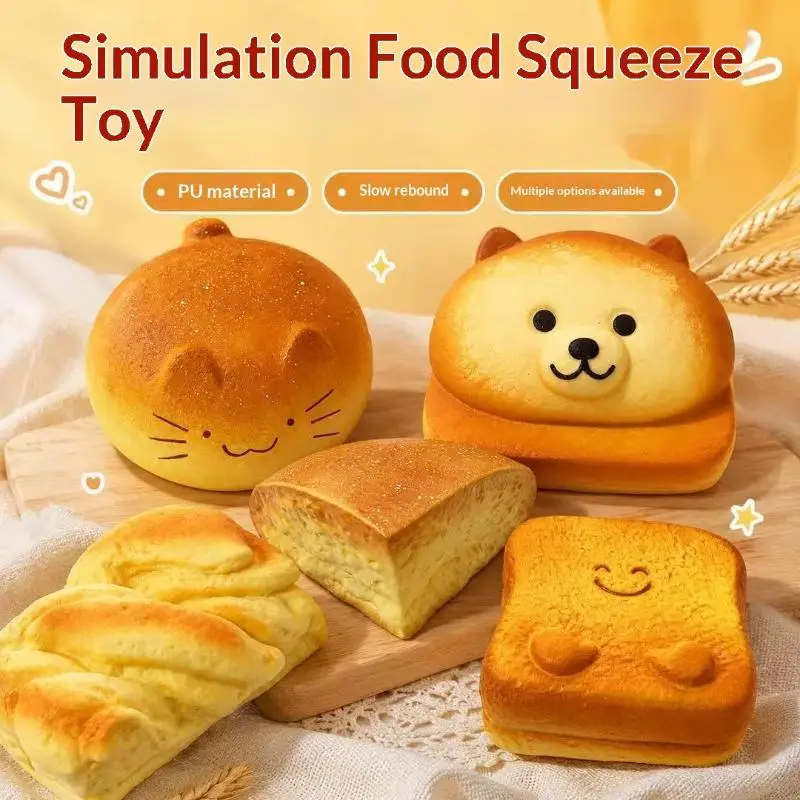 Decorative Soft Kitty Bread Squeeze Toy Adorable Stress Relief Toy for Adults Car Interior Ornament