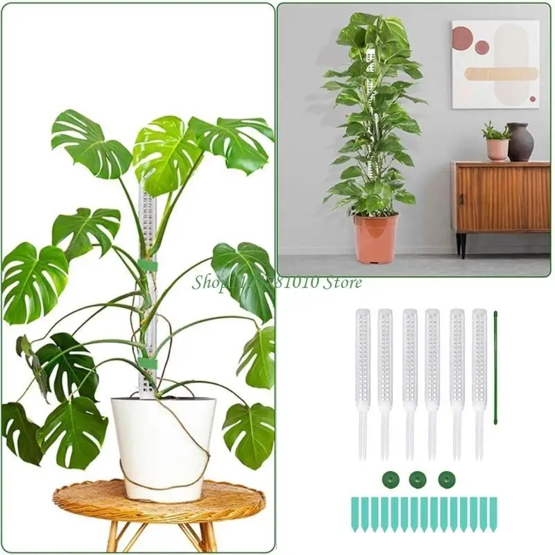 U55D Moss Poles Reusable Plastic Plant Poles Stackable Plant Support Weather Resistant Moss for Garden Flowerpots