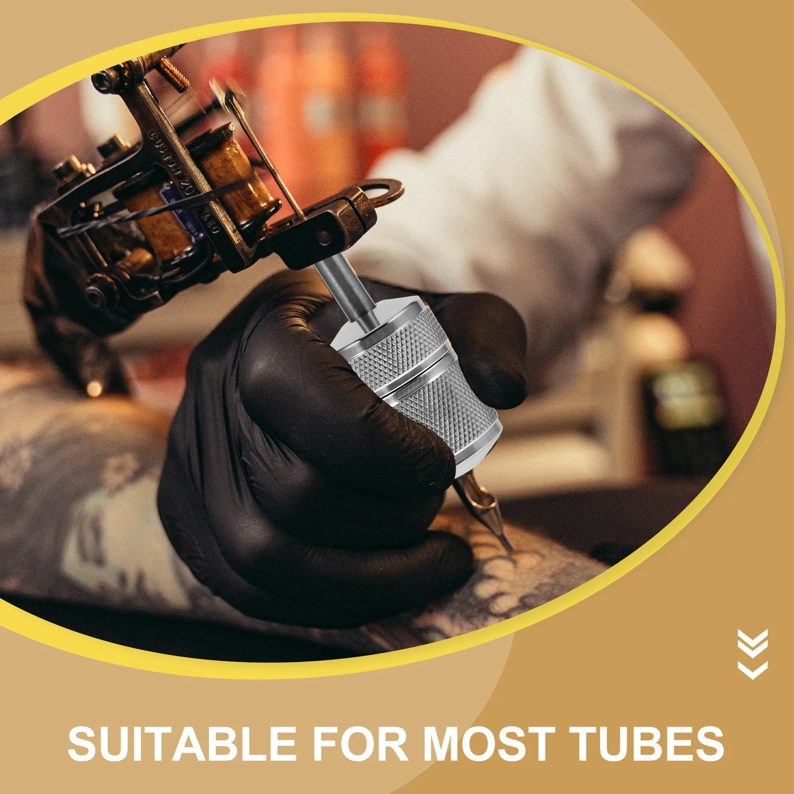 مقبض وشم ذاتي القفل من الفولاذ المقاوم للصدأ 30 مم مع عقد ثابت 7-8 مم يناسب معظم الأنابيب لمعدات الفنانين المبتدئين #3