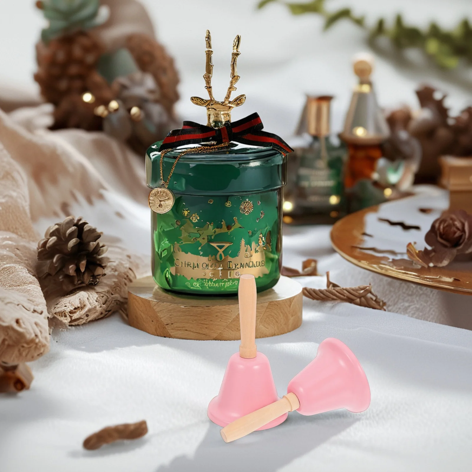 

RORPOIR 2pcs Christmas Hand Bell Jingle Pet Call Service Alarm Retro Santa Bar Iron