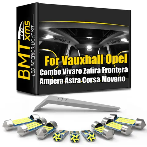 BMTxms Canbus LED 실내 조명 Vauxhall Opel 콤보 Vivaro Zafira Frontera Ampera Astra Corsa Movano B D E Signum 1993-2021
