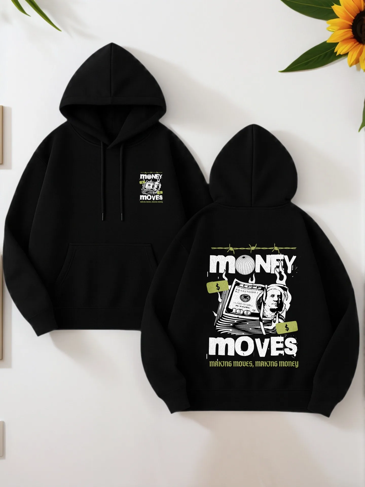 

Graphic Hoodie Men, Cartoon Print, Casual Style, Fleece, For Teens, For Everyday Wear
