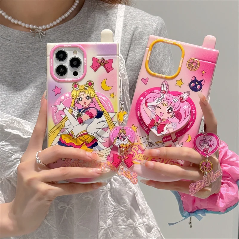 Cute Cartoon Sailor Moon Big Brother Mirror Phone Case for iPhone Apple 15 14  13 12 11 Pro Max Soft Silicone Shockproof Cover