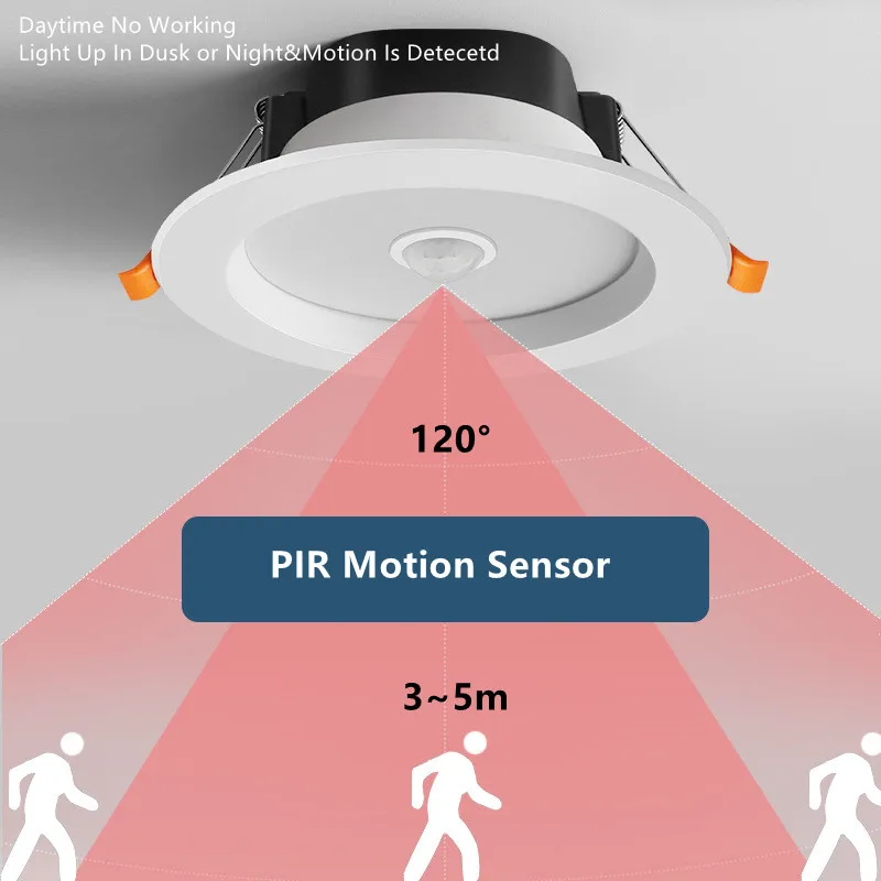 LED Recessed Downlight PIR Motion Sensor LED Ceiling Lamp Downlight Light 5W 9W 18W Smart Spot Led Downlight AC110-220V