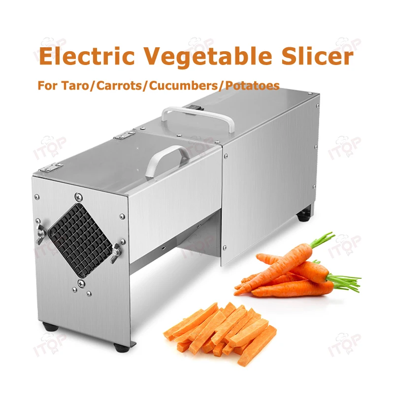 Commercial Electric Potato Slicer 3 Blades 7/10/14mm Production Capacity 100kg/h Stainless Steel Housing Vegetable Chips Cutter