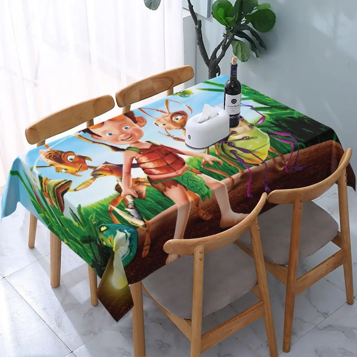 Custom Disney The Ant Bully Tablecloth Rectangular Elastic Fitted Oilproof American Animated Films Table Cover Cloth for Banquet