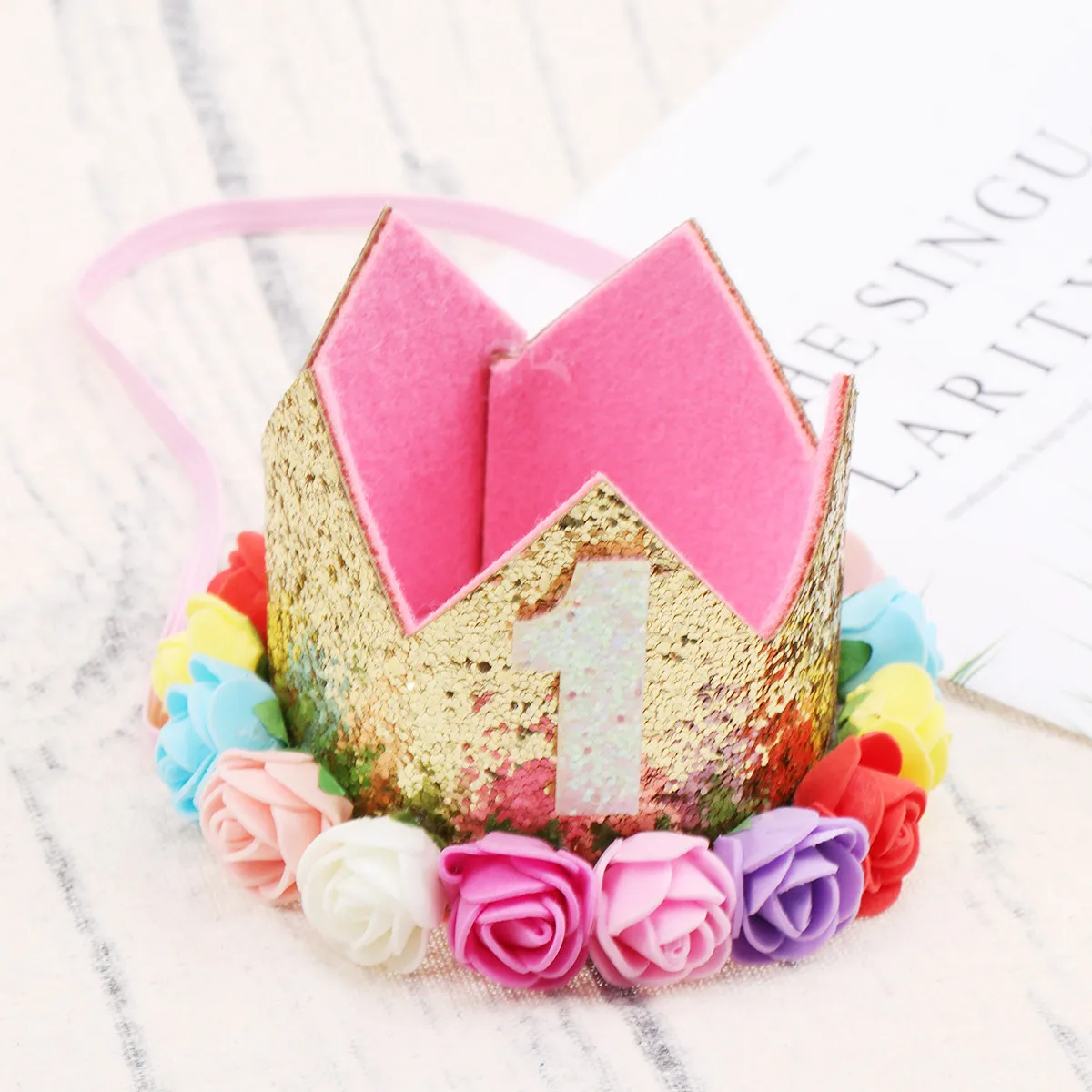 

Детская праздничная шляпка-корона, повязка на голову, головной убор для девочек, аксессуары с цветами, повязки для малышей