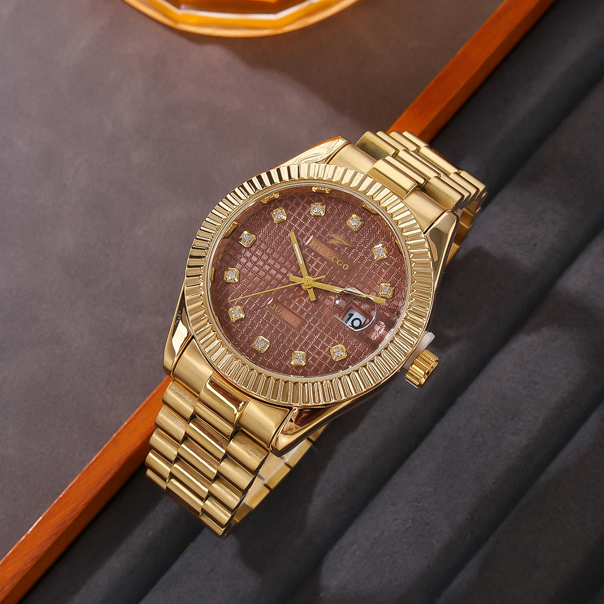 Fashion  Mens Sports Watches Stainless Steel Watchband Business Casual Plaid Quartz Wristwatch Calendar Clock Reloj Masculino