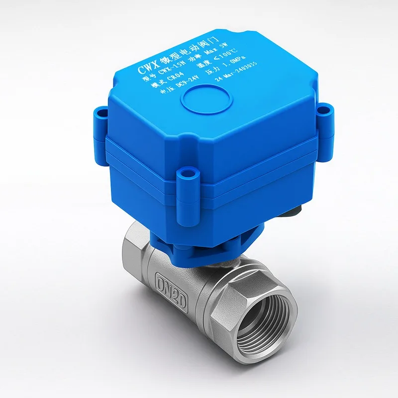 CWX‑15N DN20 3/4 Inch Stainless Steel Mini 2‑Way Motorized Ball Valve Water Pipeline Flow Control Switch Unit
